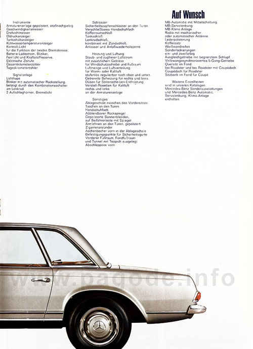 Mercedes 280 SL Pagode Prospekt 4